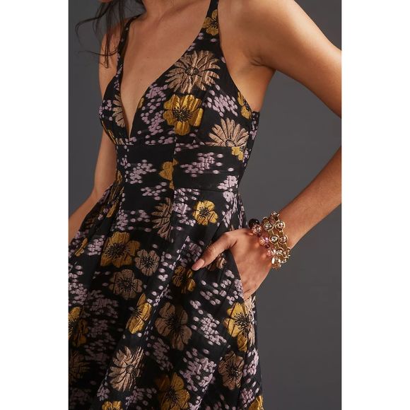 Anthropologie Jacquard A- Line Mini Dress Size 10 - Picture 3 of 8